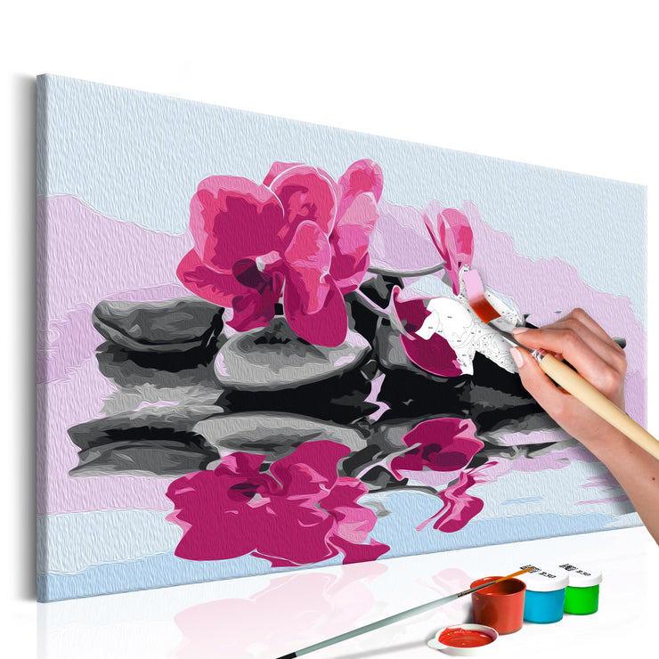 Paint By Numbers Kit - Orchid With Zen Stones (Reflection In The Water)