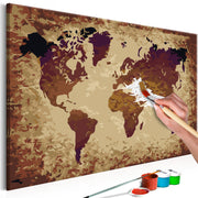 Paint By Numbers Kit - World Map (Brown Colours)