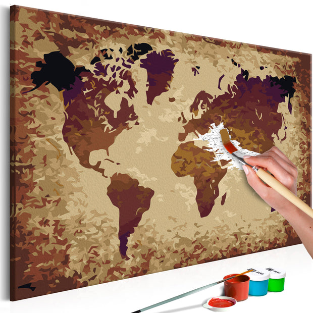 Paint By Numbers Kit - World Map (Brown Colours)