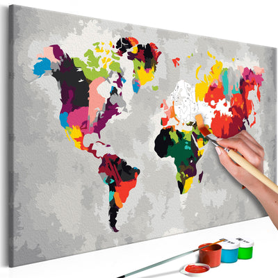 Paint By Numbers Kit - World Map (Bright Colours)