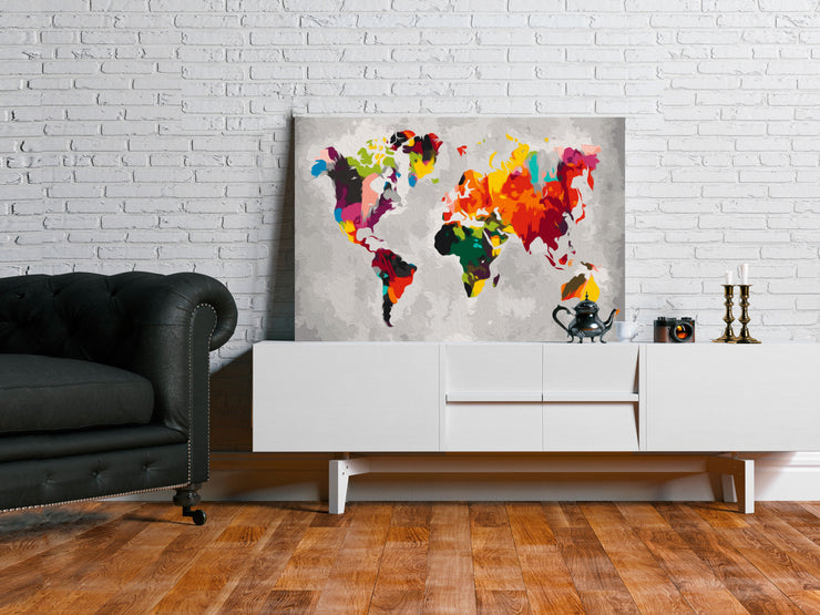 Paint By Numbers Kit - World Map (Bright Colours)