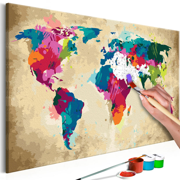 Paint By Numbers Kit - World Map (Colourful)