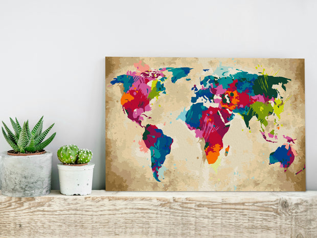 Paint By Numbers Kit - World Map (Colourful)