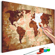 Paint By Numbers Kit - World Map (Earth Colours)