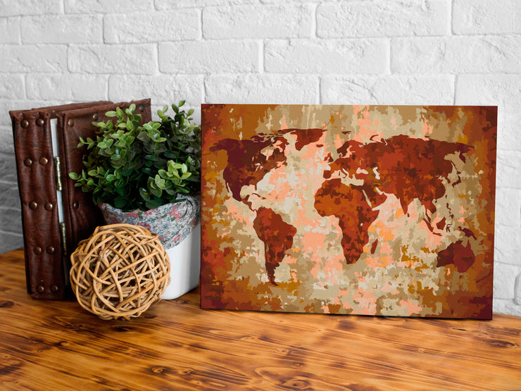 Paint By Numbers Kit - World Map (Earth Colours)