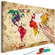 Paint By Numbers Kit - World Map (Colour Splashes)