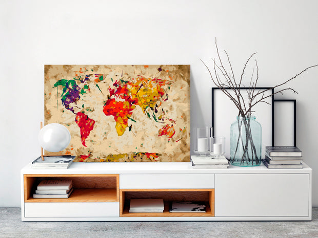 Paint By Numbers Kit - World Map (Colour Splashes)