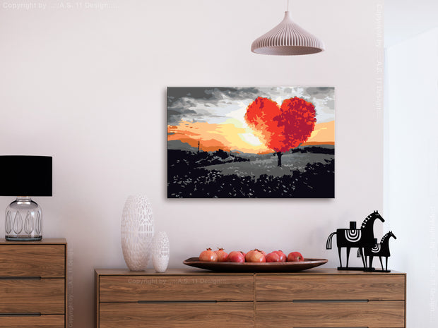 Paint By Numbers Kit - Heart-Shaped Tree (Sunrise)