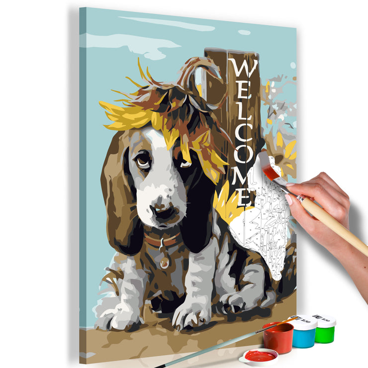 Paint By Numbers Kit - Dog and Sunflowers