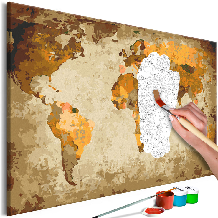 Paint By Numbers Kit - Brown World Map