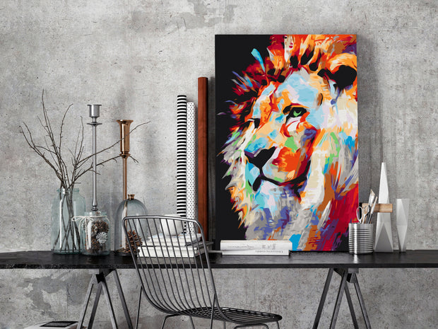 Paint By Numbers Kit - Portrait of a Colourful Lion