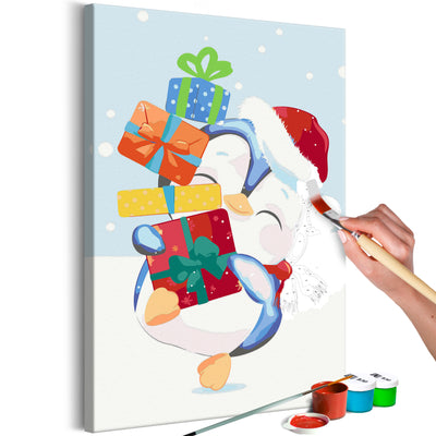 Paint By Numbers Kit - Penguin With a Gift