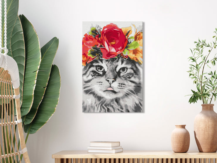 Paint By Numbers Kit - Cat With Flowers