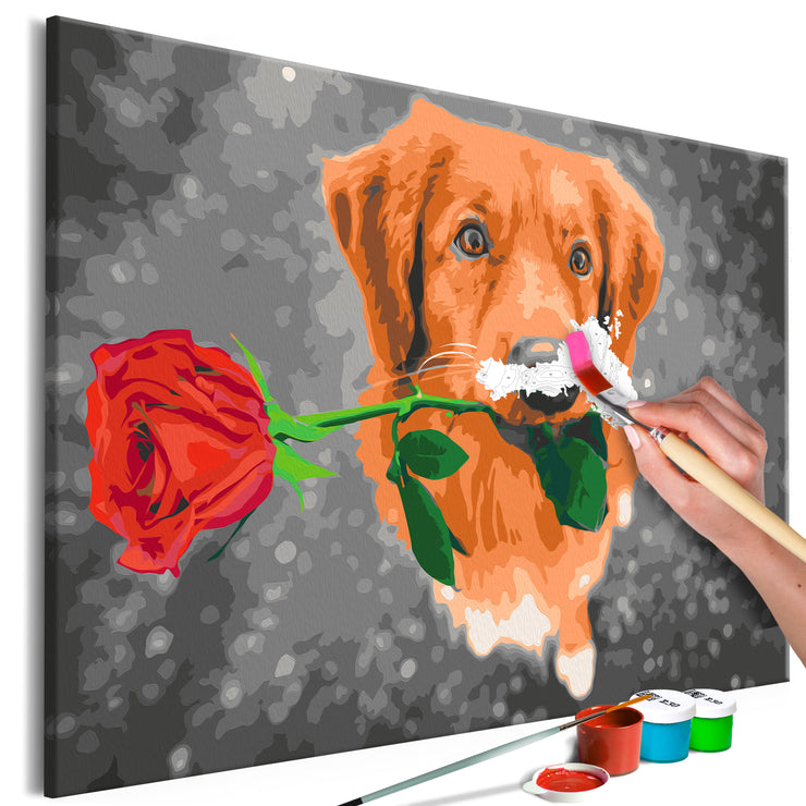 Paint By Numbers Kit - Dog With Rose