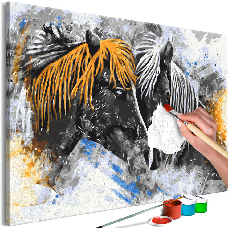 Paint By Numbers Kit - Black and Yellow Horses