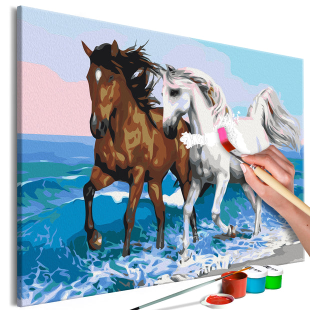 Paint By Numbers Kit - Horses at the Seaside