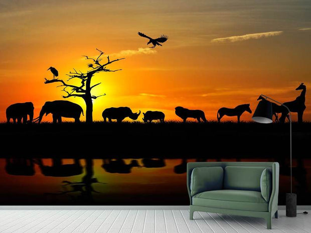 Fotótapéták Safari Animals At Sunset
