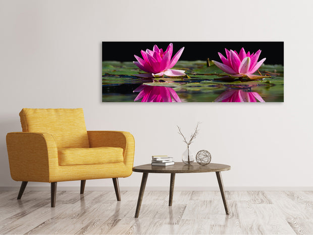 Panorámás Vászonképek Water Lilies Duo in pink