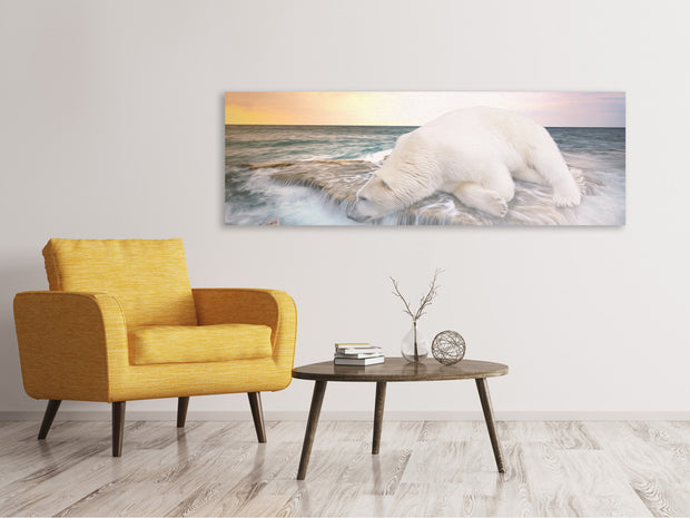 Panorámás Vászonképek The polar bear and the sea