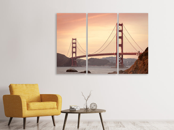 3 darab Vászonképek Golden Gate Bridge in the evening light