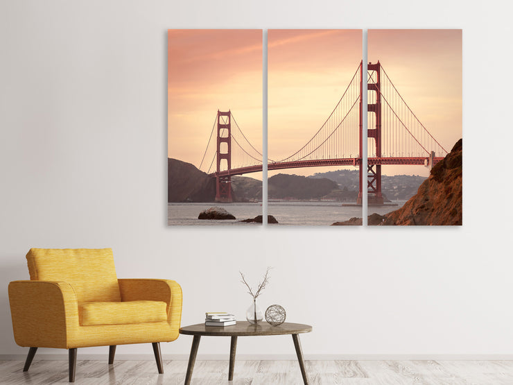 3 darab Vászonképek Golden Gate Bridge in the evening light