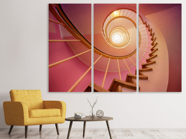 3 darab Vászonképek Spiral staircase in pink