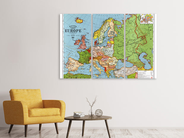 3 darab Vászonképek Map Europe