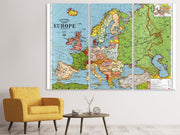 3 darab Vászonképek Map Europe