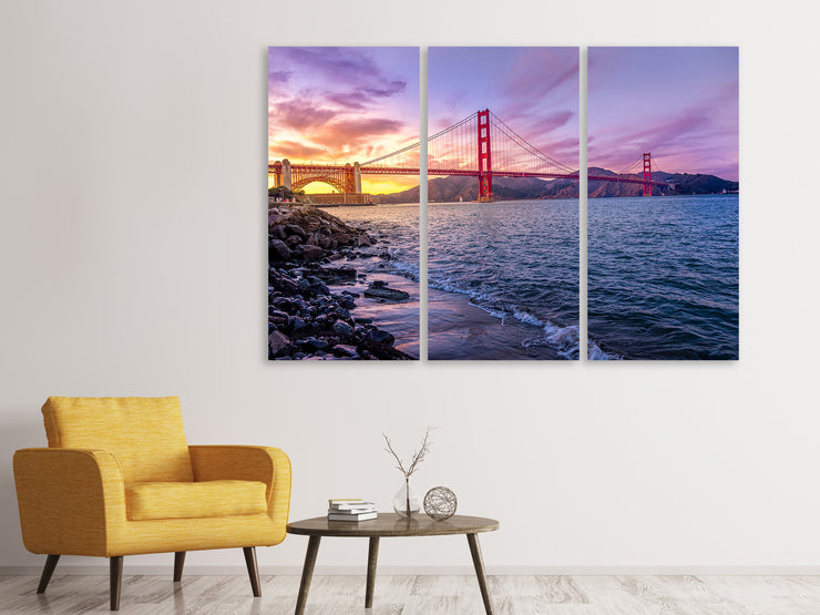 3 darab Vászonképek Golden Gate in the evening