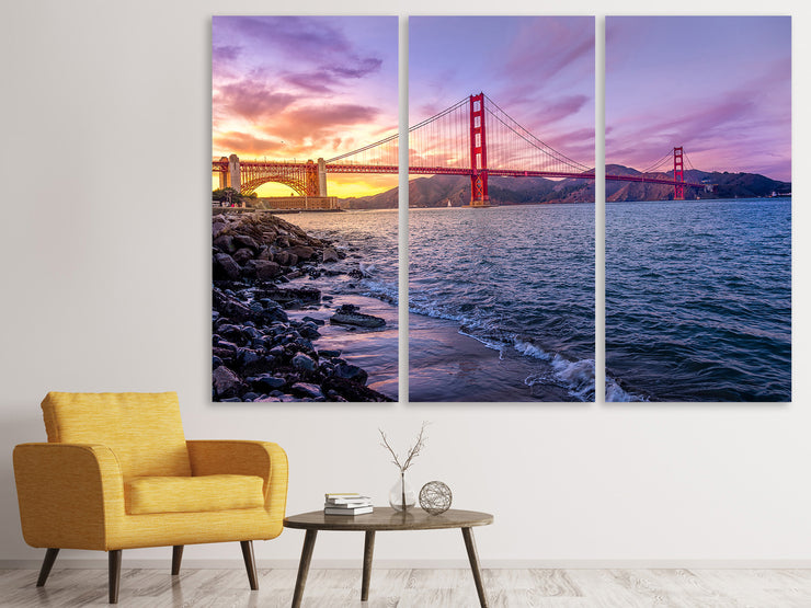 3 darab Vászonképek Golden Gate in the evening
