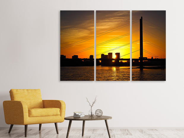 3 darab Vászonképek Skyline Dusseldorf at sunset