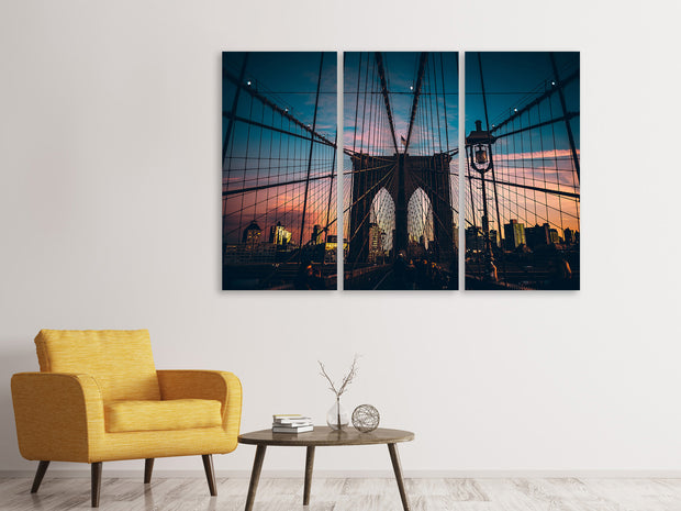 3 darab Vászonképek Brooklyn Bridge in the evening light