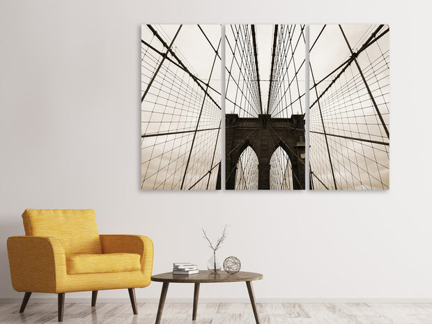 3 darab Vászonképek Brooklyn Bridge with clouds