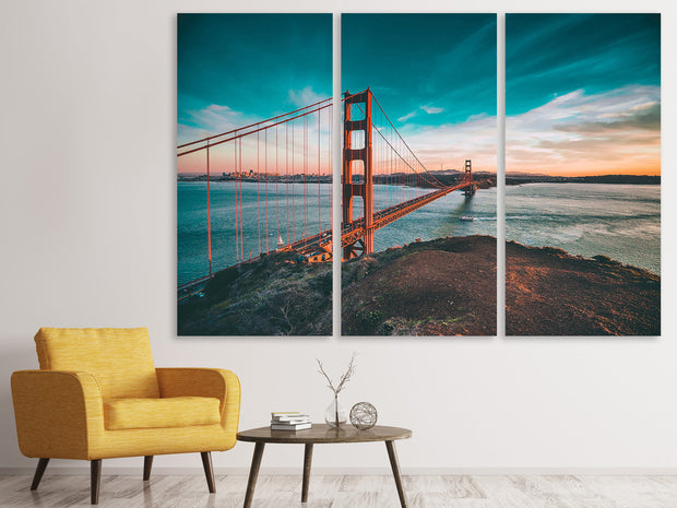 3 darab Vászonképek Golden Gate in the light