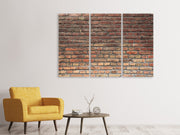 3 darab Vászonképek Brown Brick Wall