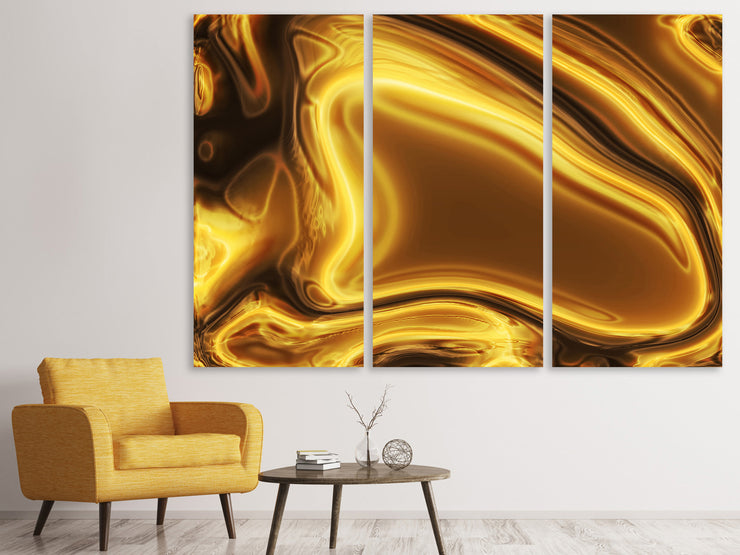 3 darab Vászonképek Abstract Liquid Gold