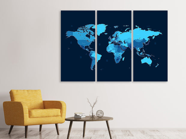 3 darab Vászonképek World Map
