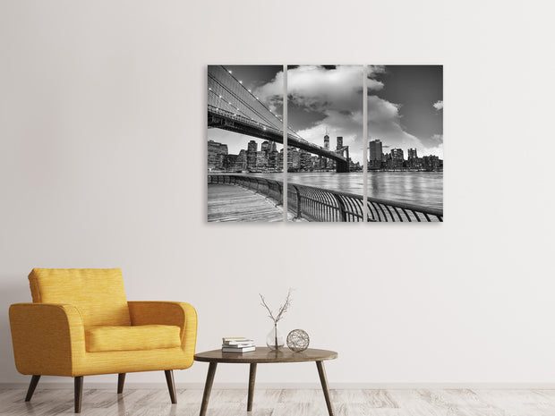 3 darab Vászonképek Skyline Black And White Photography Brooklyn Bridge NY