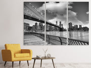 3 darab Vászonképek Skyline Black And White Photography Brooklyn Bridge NY