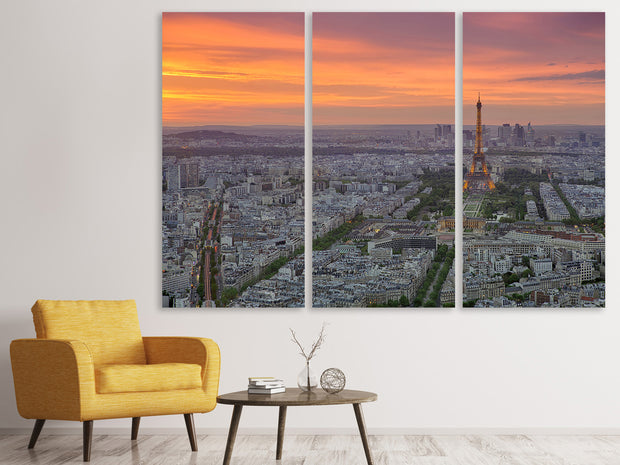 3 darab Vászonképek Paris Skyline At Sunset