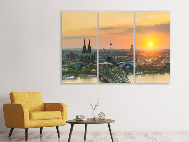 3 darab Vászonképek Skyline Cologne At Sunset