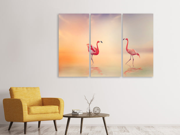 3 darab Vászonképek Romantic Flamingos