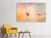 3 darab Vászonképek Romantic Flamingos