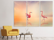 3 darab Vászonképek Romantic Flamingos