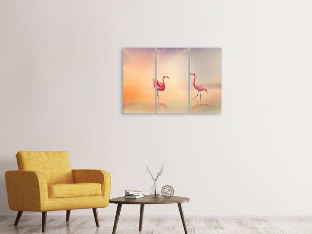 3 darab Vászonképek Romantic Flamingos