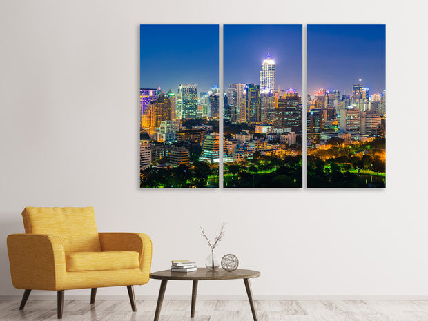 3 darab Vászonképek Skyline One Night In Bangkok