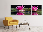 3 darab Vászonképek Panoramic Water Lilies Duo in pink