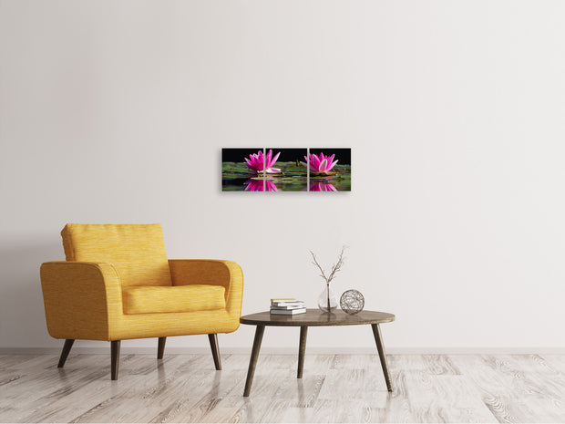 3 darab Vászonképek Panoramic Water Lilies Duo in pink