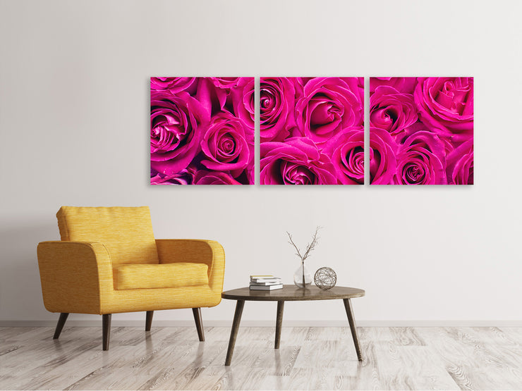 3 darab Vászonképek Panoramic Rose petals in pink