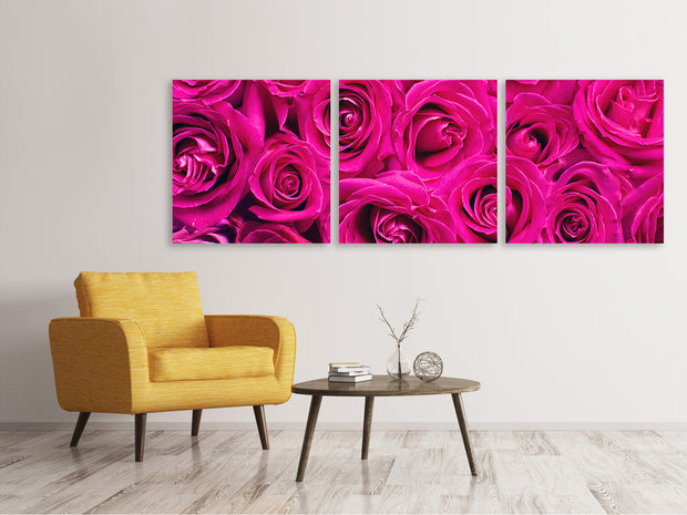 3 darab Vászonképek Panoramic Rose petals in pink